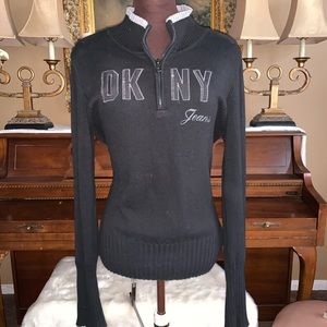 DKNY Jeans Black half zip ribbed sweater